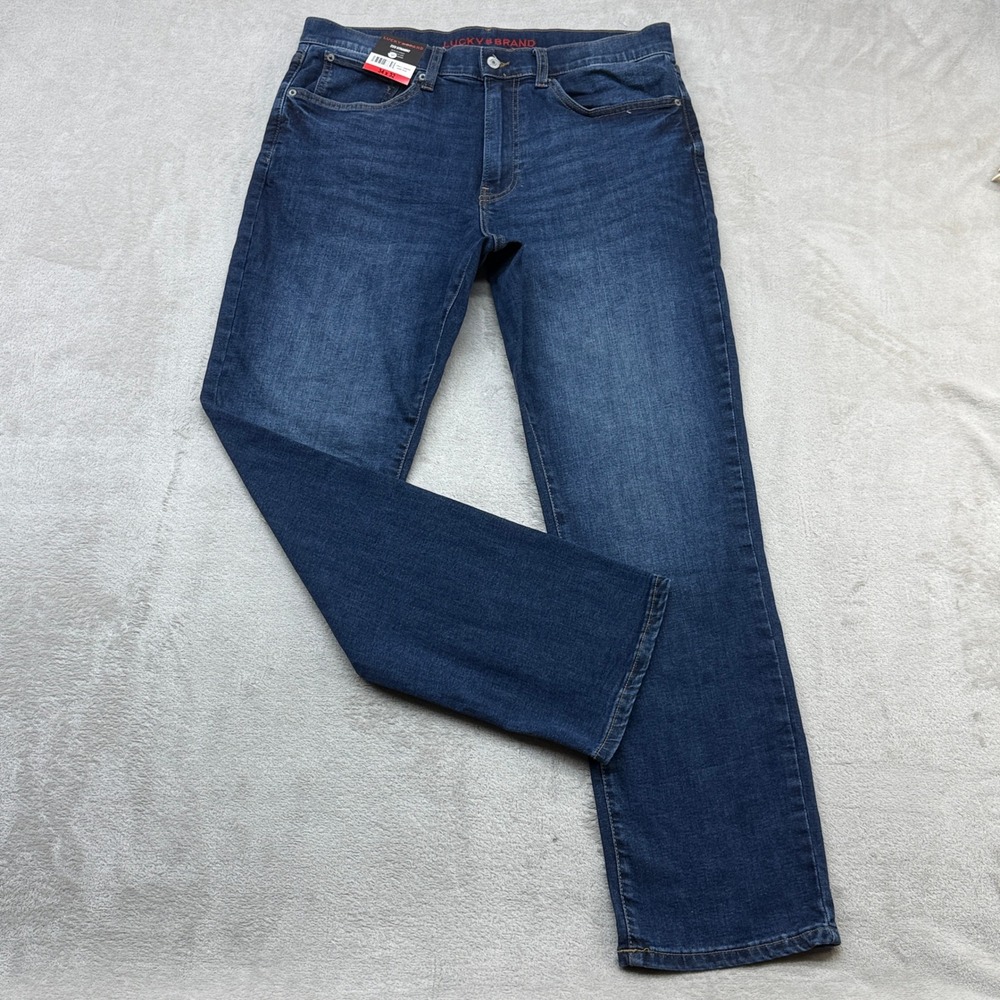 Lucky Brand 223 Straight Jeans Mens 34x32 Dark Blue Denim Stretch Pants
